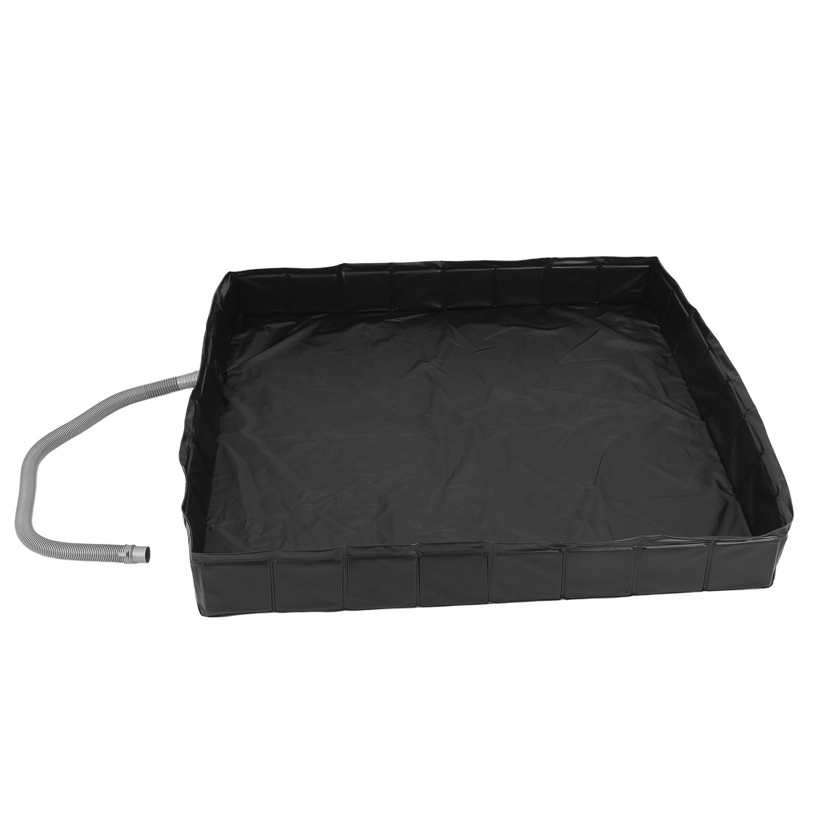 jojofuny Plato de Ducha Exterior Plegable Negro PVC PP con Tubo de Desagüe