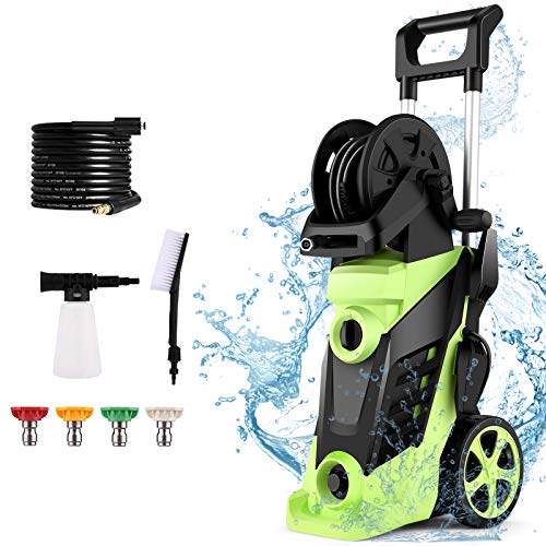 Pressure Washer Homdox 3490PSI Electric Pressure Washer, 2.6GPM Electric Power Washer High Pressure Washer with Hose Reel, Spray Gun, Brush, and 4 Quick-Connect Spray Tips Pressure Washer Homdox 3490PSI Electric Pressure Washer, 2.6GPM Electric Power Washer High Pressure Washer with Hose Reel, Spray Gun, Brush, and 4 Quick-Connect Spray Tips