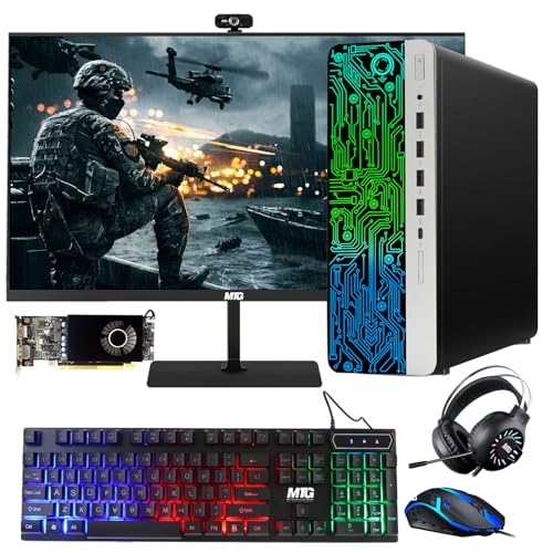 HP G3 Gaming Desktop PC, Intel Core i5 4th Gen, AMD RX 550 Graphics, 16GB RAM, 240GB SSD, MTG New 24 Inch Monitor, RGB Keyboard Mouse, Headphone, Webcam, Windows 11 (Renewed)