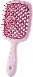 Escova de Cabelo com Cerdas de Nylon – Anti Frizz, Estilo Raquete – Leve e Flexível para Desembaraçar sem Quebras - Ideal para Cabelos Cacheados, Lisos, Ondulados e Infantil - Cores Variadas (Rosa Claro/Rosa Escuro)