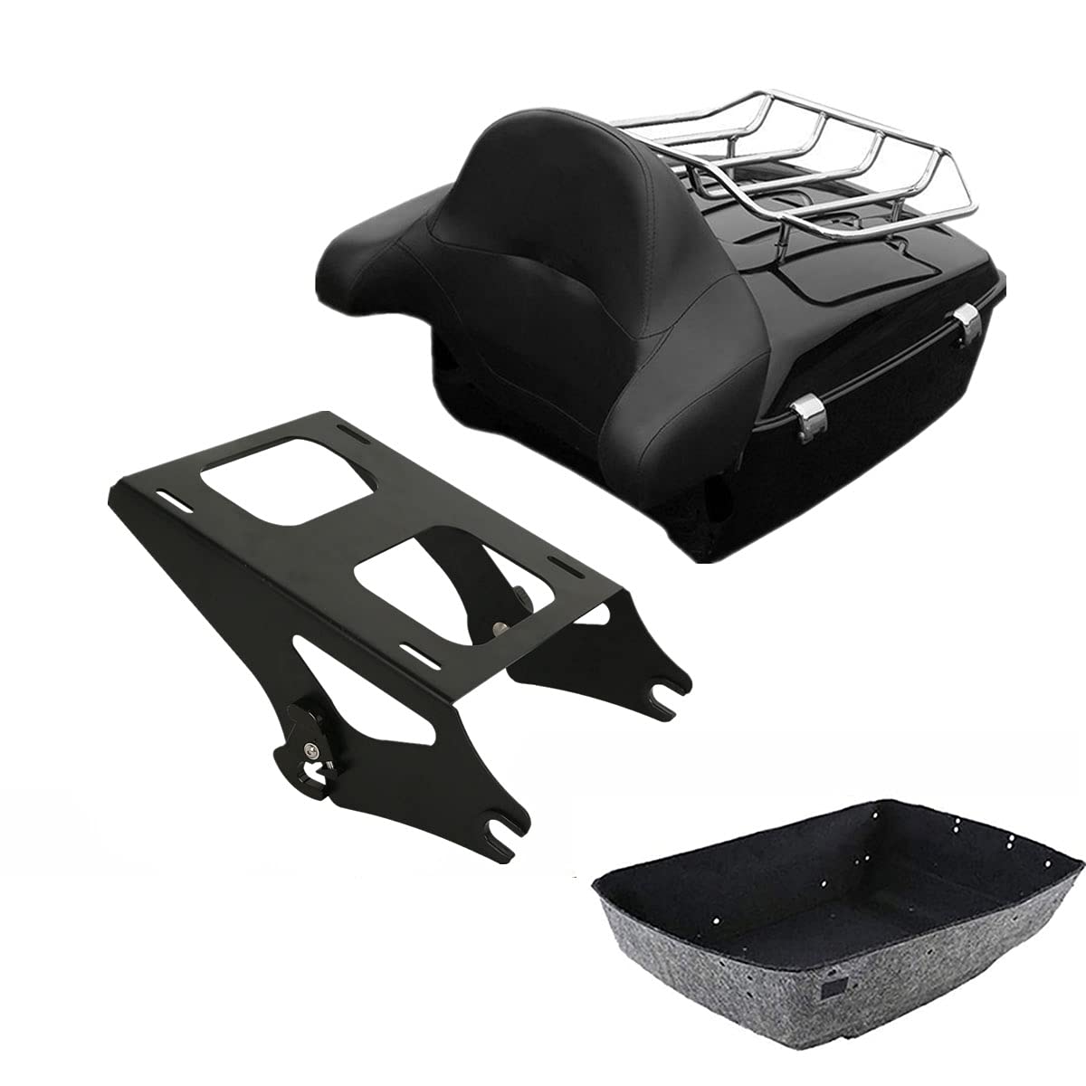TCMT 13.7" King Tour Pak Pack Trunk Backrest Pad Luggage Rack Mount Rack Fit For Harley Touring CVO Road King Electra Street Road Glide 2014-2022