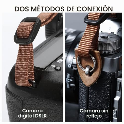 Correa para cámara DSLR universal ajustable hecha de cuero de vaca y algodón 3