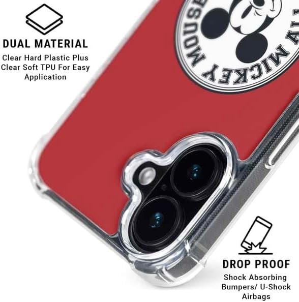 Skinit Clear Phone Case Compatible with iPhone 16 - Officially Licensed Disney Mickey Mouse All Star 1928 Design