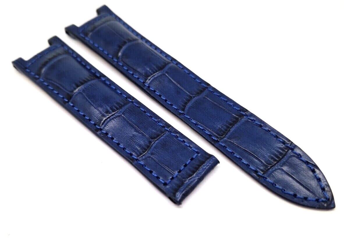 RIOS1931 Cinturino per orologio Pasha blu coccodrillo goffrato 20 mm fibbia pieghevole