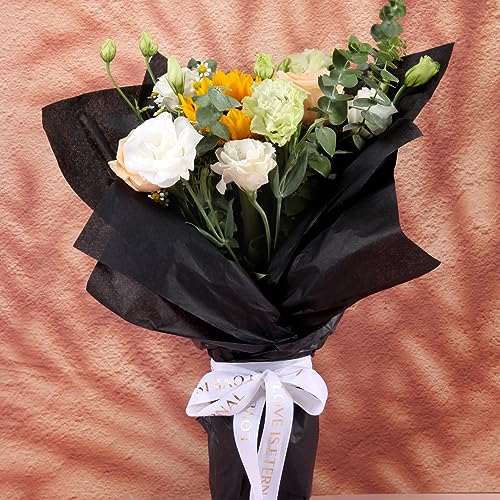 ihaspoko 60 Blatt Schwarz Seidenpapier, 50×35cm Transparentpapier,Geschenkpapier für Handwerk und Geschenkverpackung Dekorativ