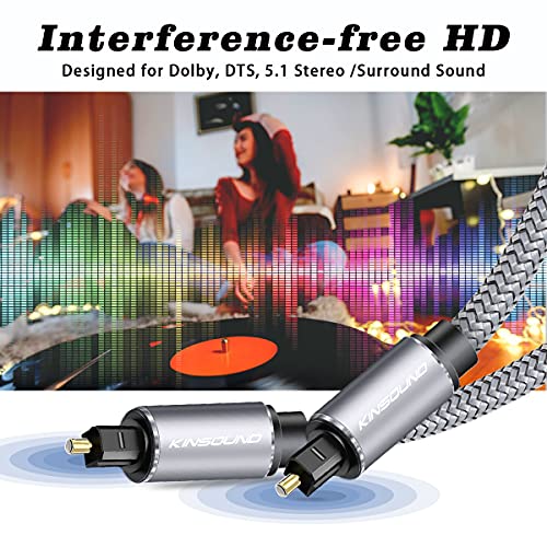 Kinsound Digital Optical Gold-Plated Toslink Male To Male Optical Cable For Monitor, Television, Projector (2M) - Image 3