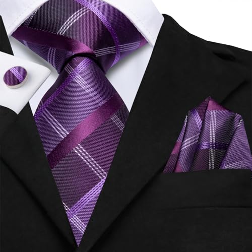 Image of Hi-Tie Men 63inches Tie Set Extra Long Necktie Paisley Tie Pocket Suqare Cufflinks Big and Tall Men Tie