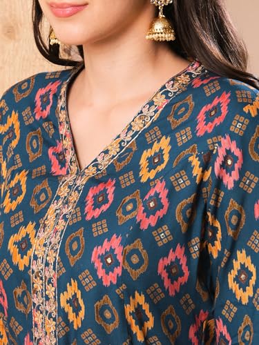 Image of Globus Women Kurta Sets (3641552001 Blue S)