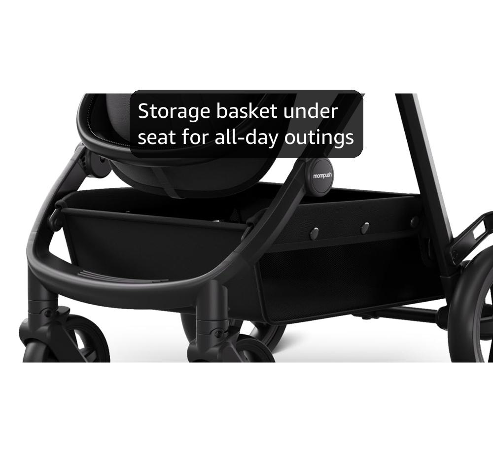 Mompush Meteor2 Baby Stroller 2-in-1 with Newborn Mode, Compatible with Infant Car Seat Adapter Included, Full-Size Bassinet Strollers for Family Outings