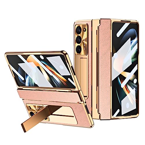 Coque rigide Galaxy Z Fold 5 luxe rose doré avec béquille cachée