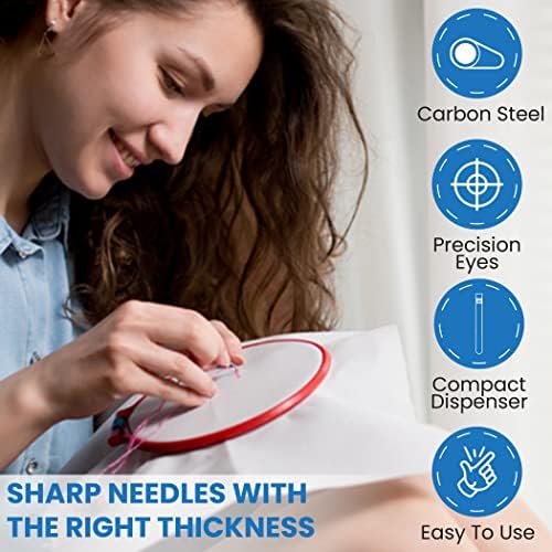 A-Sew Sewing Needles Set of 29 - Assorted Sizes with 4 Blunt & 25 Sharp Tip Embroidery Needles in Plastic Tube  Stainless-Steel Big Eyed  Perfect for Hand Stitching, Wool & Yarn Knitting