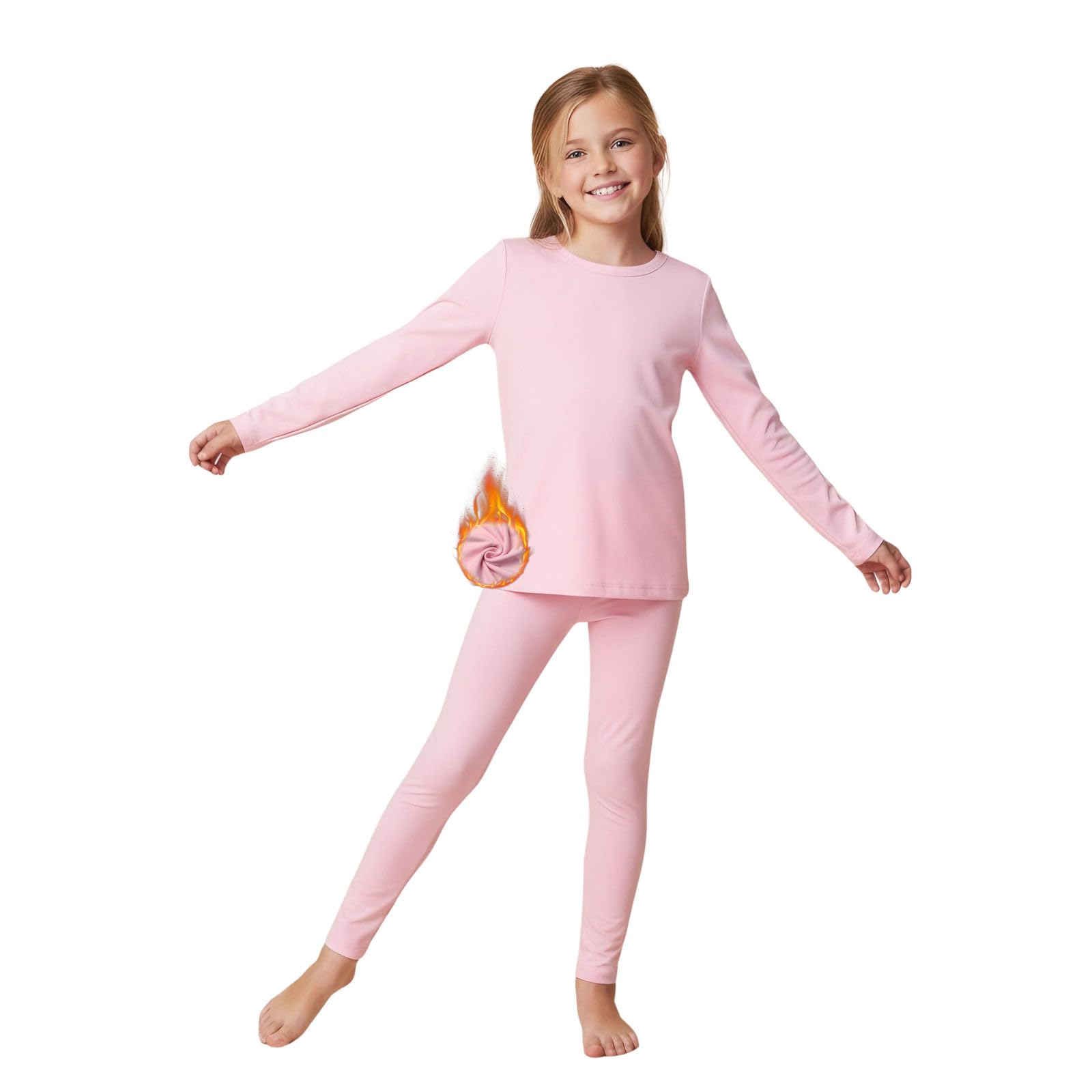 Set intimo termico per ragazze, maglia a maniche lunghe e pantaloni