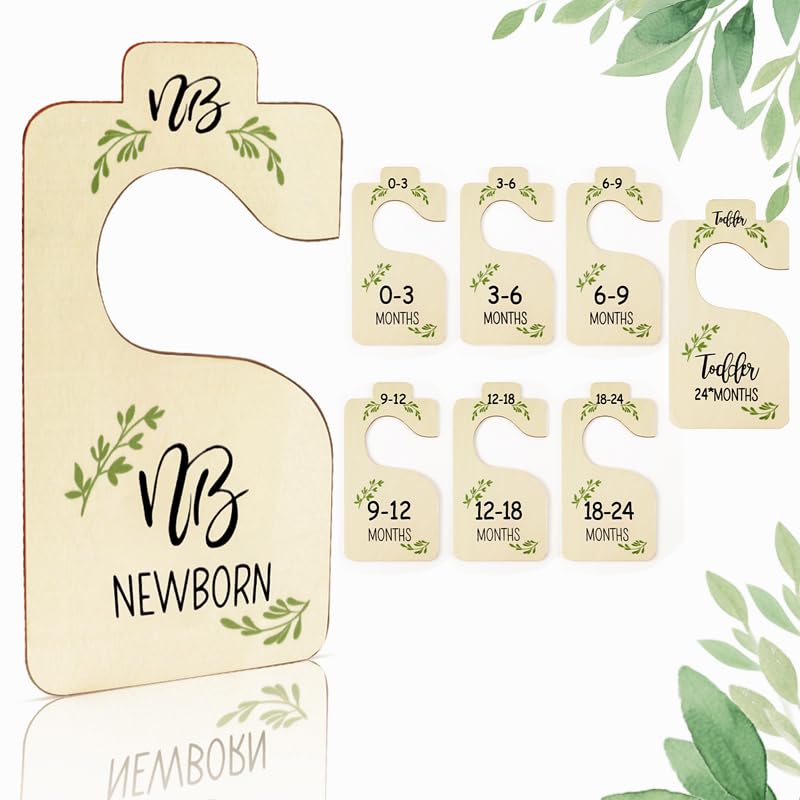Zivcaer Baby Closet Dividers for Clothes Organizer Set of 8 Wooden Baby Clothes Size Hanger Organizer Nursery Closet