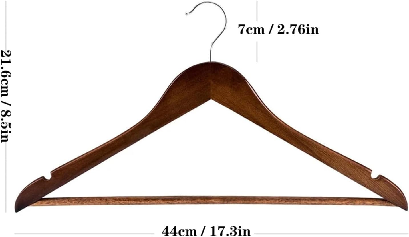 5/10 Pack Wooden Hangers, Solid Wood Coat Hanger Smooth Finish, Clothes with Non-Slip Pant Bar(10pcs Natural Wood)