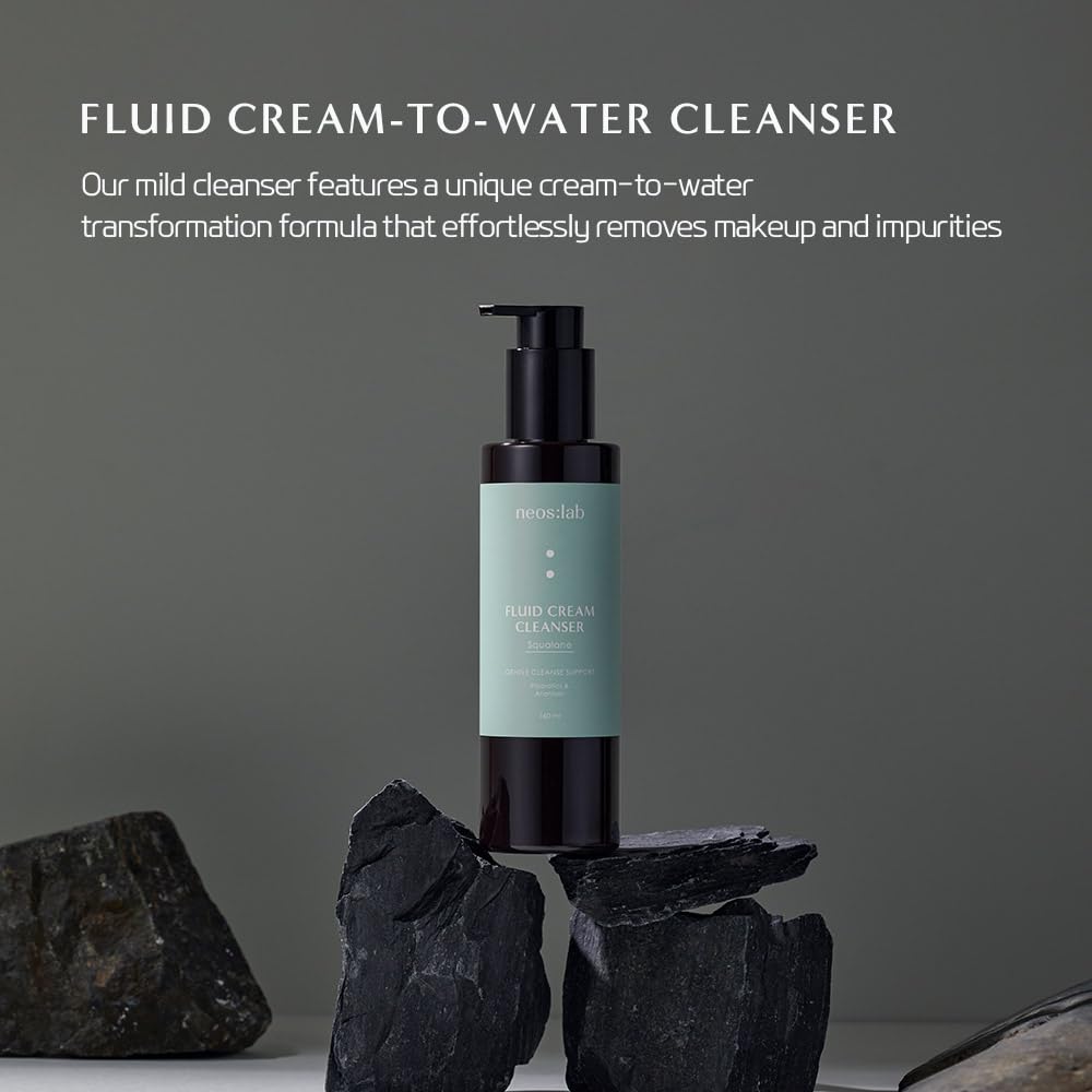Fluid Cream Cleanser squalane 5.41 fl.oz. (160ml) - Cleansing Milk, Moisturizing Makeup Cleanser, Mild & Milky Formula, Probiotics Complex, Allantoin, Panthenol