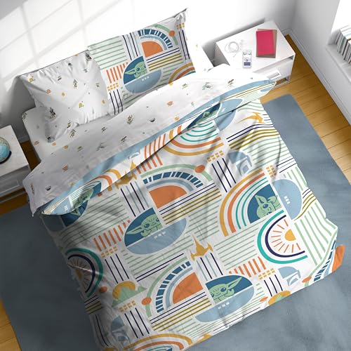 Image of Sunny Side Up Kids Comforter Set Includes Sheets and Pillow Covers - Soft and Cozy Bed Set for Stylish Room Decor, Multicolor - Star Wars Mandalorian, 7 Piece Full Size Bedding