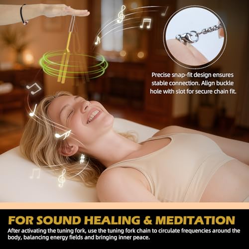 Image of Tuning Forks for Healing, 4 PCS Aluminum Alloy Tuning Fork 128Hz, 136.1Hz, 256Hz, 384Hz, Hockey Puck Activator & Feet, Chain, Weighted & Unweighted Tuning Fork Set with Vegan Leather Pouch