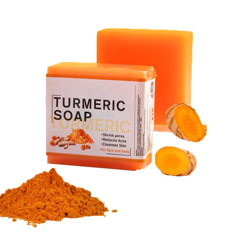 AKARYTurmeric Cleansing Soap Bar, Face and Body Soap for Cleanses Skin, Natural Turmeric Skin Care Soap with Vitamin E and Coconut Oil for All Skin Types
