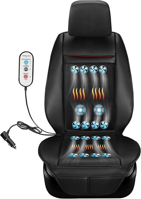LGNORA 3 in 1 Massage Cushion with Winter Cooling Seat Covers Chair Massager for Full Body 12V Car Seat Covers (Winter Summer Massage-5)