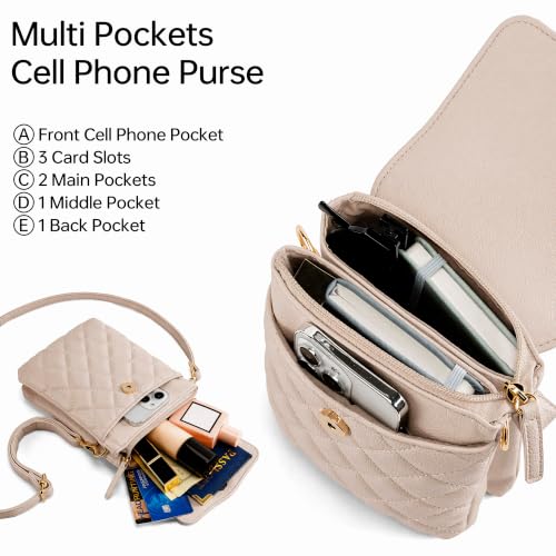 Goinsound RFID Small Crossbody Purses for Women Quilted Cell Phone Purse with RFID Blocking Card Slots Beige — view 4