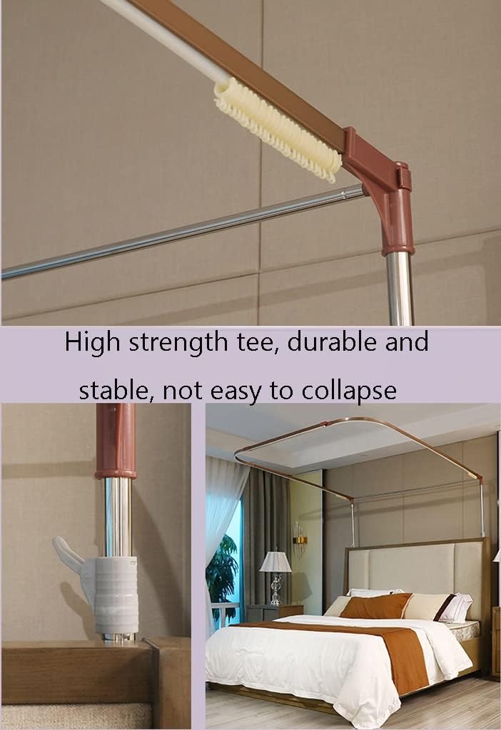 Bed Canopy U-Shaped Mosquito Net for Home Bedroom, Lace Bed Canopy with Metal Stand, Encrypted Dustproof Three Doors (Color : A5, Size : 180x200x200cm)