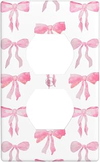 Pink Bow Single Duplex Light Switch Plates And Outlet Covers Decorative Electrical Wall Plate Receptacle Switchplate Decorate Plug Cover For Bathroom Bedroom Kitchen 4.5 * 2.76 Inch