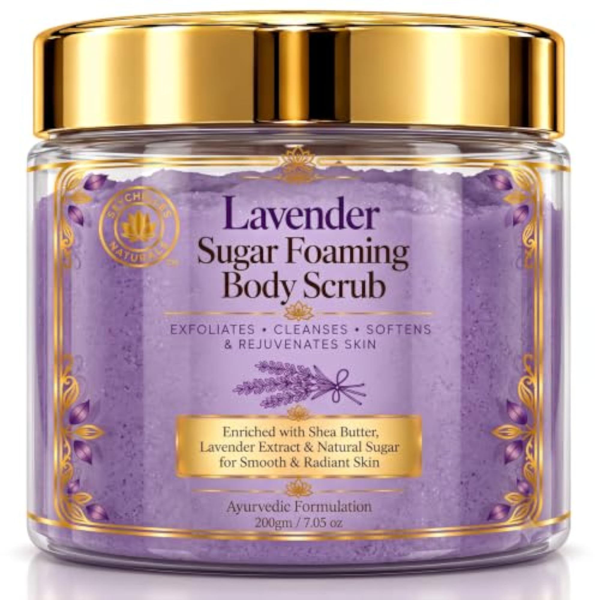 Organic Lavender Sugar Foaming Body Scrub, 200g