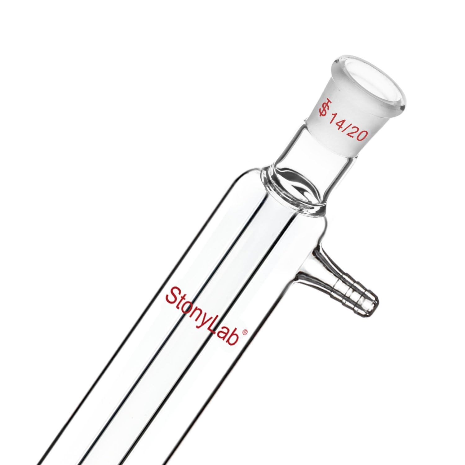stonylab Condenseur Liebig, Condenseur en Verre Borosilicaté avec Joint 14/20 Longueur de Veste de 200 mm Condenseur en Verre de Laboratoire