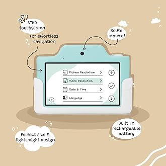 Kidamento Kids Digital Camera & Video Camcorder with Touchscreen, Soft Silicone Casing, Detachable Lens Cap, 32GB Memory Card - Model K Zippy The Sloth