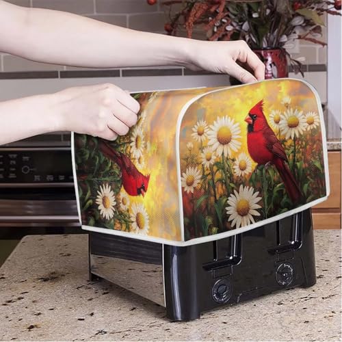 Image of Talayituse Cardinal Daisy Flower Print 2 Slice Toaster Covers Dust Protection Bread Maker Covers Toaster Oven Cloth Cover Kitchen Accessories Washable Appliance Cover, S