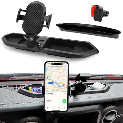 Phone Mount for Jeep Accessories: Phone Holder for Jeep Gladiator Phone Mount & Jeep JL Phone Mount 2018 2019 2020 2021 2022 2023 2024, Phone Mount with Storage Tray for Jeep Wrangler JL JLU Gladiator
