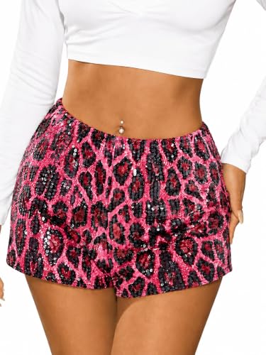SOFIA'S CHOICE Women High Waisted Sequin Shorts Sparkly Glitter Party Rave
