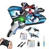 XPJBKC Ferngesteuertes Flugzeug Kinder, RC Stunt Flugzeug mit Anti-Sturz-Technologie & 2.4Ghz Fernbedienung, Modellflugzeug Ferngesteuert mit LED-Licht & Automatisch (Blau)