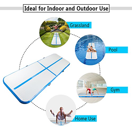 10'x3.3' Gymnastics Exercise Mat Inflatable Tumbling Mats, Air Tumbling Track with Electric Pump for Home use, Gymnastics Training, Beach, Yoga, Water (Blue) - Thumbnail 3
