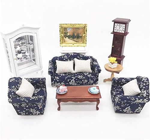 Miniatura 4 de EatingBiting 112 Casa de muñecas Muebles en miniatura Sofá 1 sofá doble + 2 sofás individuales Juego de 3 piezas Sala de estar 112 Casa de muñecas