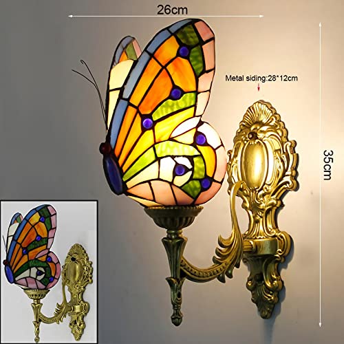 Lámpara de Pared con Forma de Mariposa Estilo Tiffany Multicolor 3