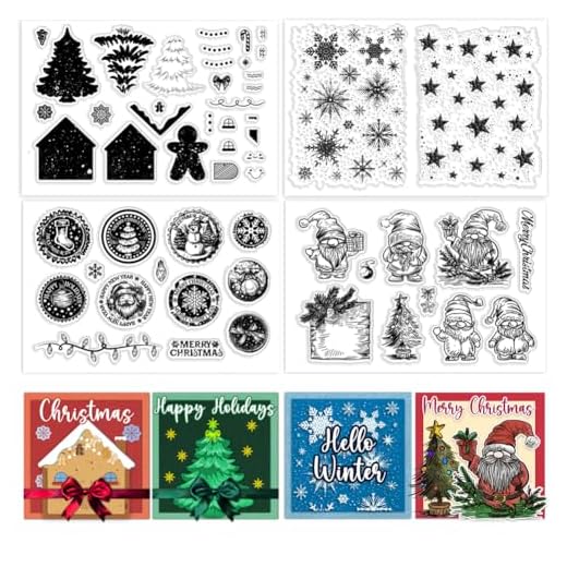 PH PandaHall 30pcs Tampons Transparents Joyeux Noël Fabrication de Cartes Tampon en Silicone pour Décoration D'Album Étoile Flocon de Neige Tampon en Caoutchouc de Noël pour Journal
