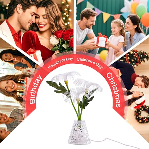 Image of Fiber Optic Firework Lamp, Color Changing LED Light, USB & Battery Powered Decor Lamp for Bedroom Bar Coffee Shop Wedding Decor, Gift for Women on Birthday Christmas Valentines Mothers Day