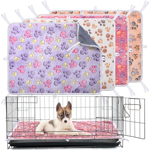 Image of Kajaia 4 Pack Washable Pee Pads with Belt for Pet Crate 18'' x 24 inch Reusable Puppy Pads Waterproof Pet Training Pads Puppy Potty Pads Absorbent Whelping Dog Bed Pad Mat for Playpen Crate