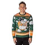 Dragon Ball Z Men's Kid Goku On Cloud Nimbus Ugly Christmas Sweater Knit Pullover (Large) Green