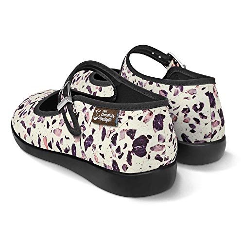 Image of Hot Chocolate Design Chocolaticas Funky Canvas Women's Mary Jane Flat Shoes, Terrazo, 6 UK