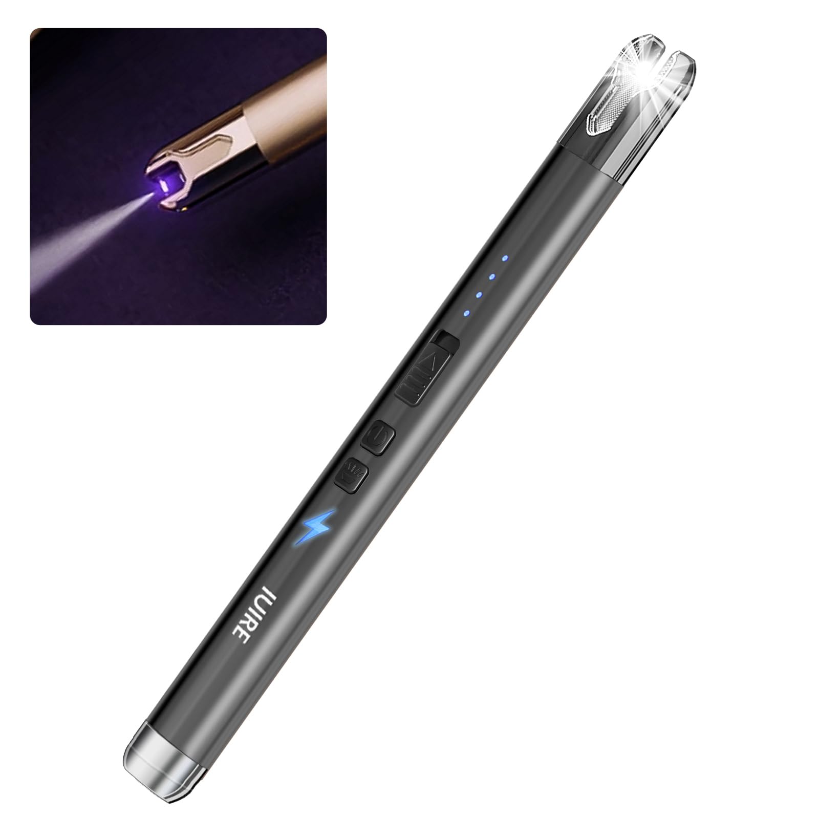 IUIRE Electric Candle Lighter with Flashlight USB C Rechargeable Arc Lighters for Candles Windproof Plasma for Camping BBQ Stove Home Emergency with