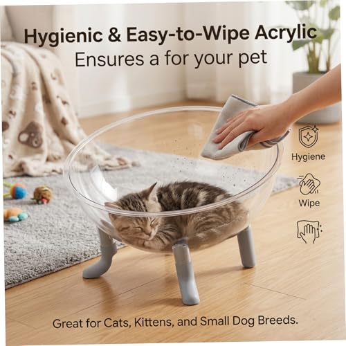 Dôme acrylique pour chat de 42 cm avec structure premium grise à 4 pieds - 3