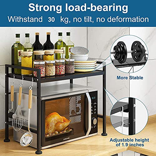 Support micro-ondes extensible à 2 niveaux avec 3 crochets de cuisine - 5