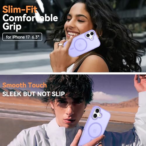 Image of BENTOBEN Magnetic for iPhone 17 Case 6.3 inch 2025, [Compatible with Magsafe] Cute Slim Matte Military Shockproof Drop Protective Bumper Girl Women Men Boy Phone Cover for iPhone 17, Lavender Purple