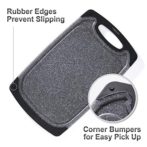 Home & Kitchen Essentials 3-Piece Cutting Board Set. Reversible, Marble Granite Gray, Bpa Free, Dishwasher Safe, Easy-Grip Handle And Non-Porous With Juice Grooves #TOP2