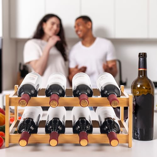Woodluv 2-Tier Wooden Wine Rack, Wine Holder, Compact Wine Storage Stand, Wine Organizer For Kitchen, Bar, Or Countertop, Stylish Wine Holder With Easy Assembly - 3