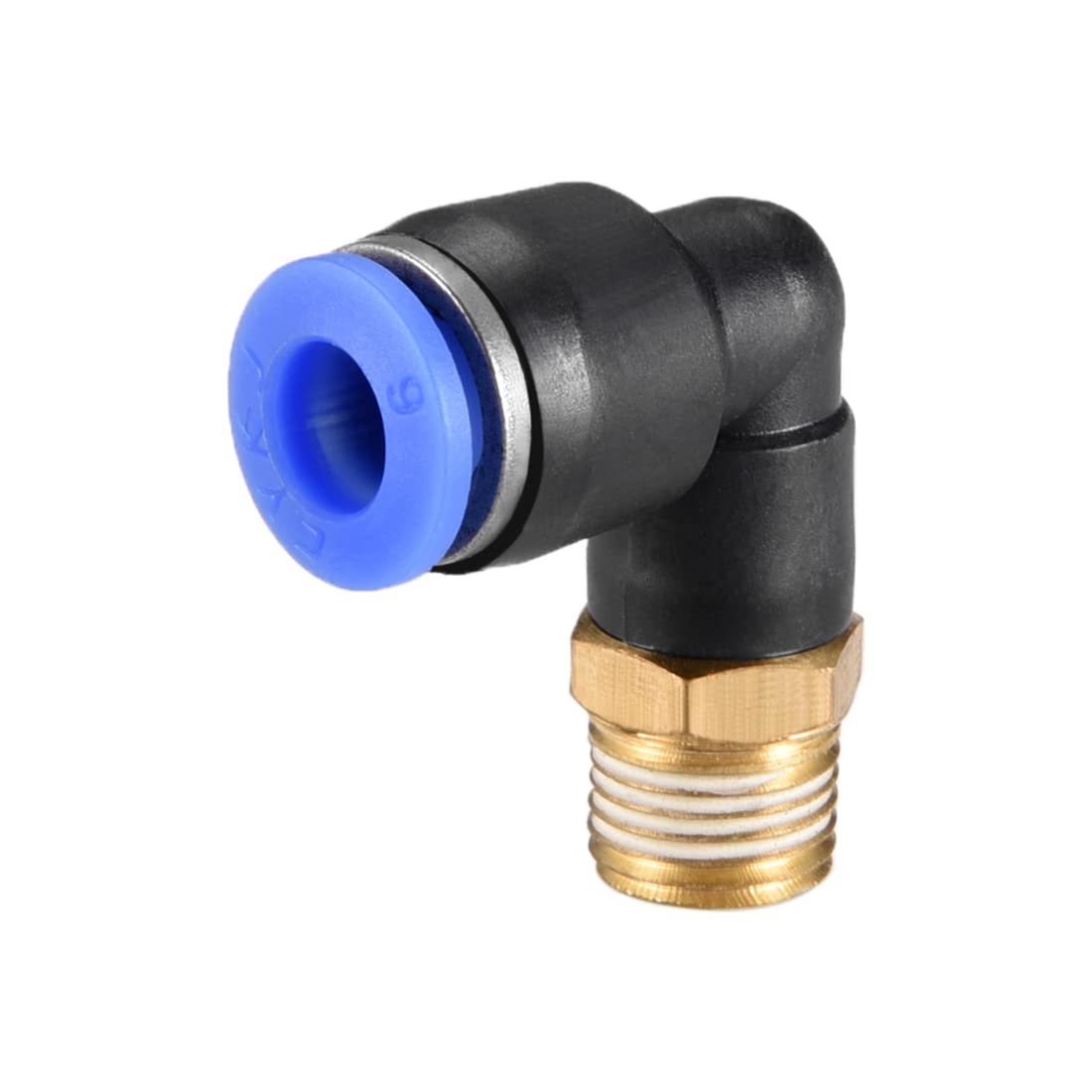 Unique Bargains PL4-M5 Poussée Pneumatique Pour Connecter Raccord, Coude Mâle - 5/32' Tube OD X M5 Raccord De Tube De Fil Bleu 2pcs