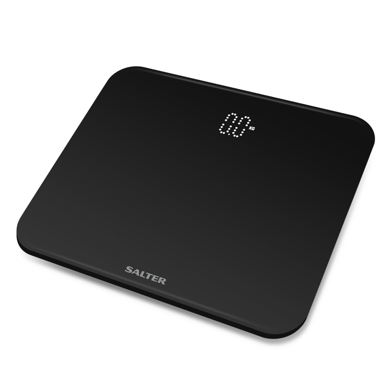 Salter 9204 BK3R Bathroom Scale, Premium Compact Phantom Electronic Digital Scales For Body Weight, 180 KG Max Capacity, Hidden Until Lit Display, Toughened Safety Glass, Carpet Feet, KG or LBS, Black