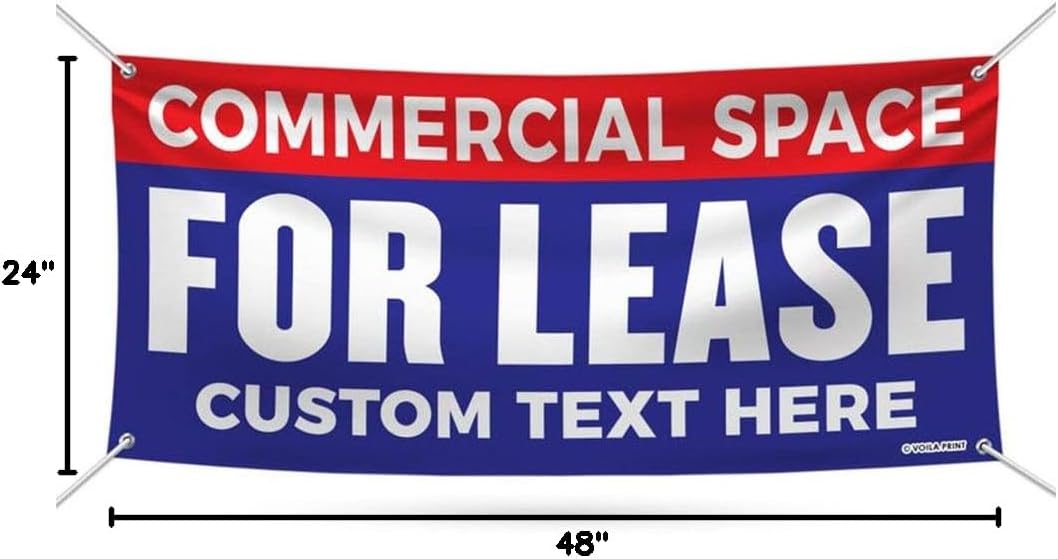 Commercial Space for Lease Custom Banner Sign - 13 oz Heavy Duty Waterproof Vinyl Banner for Business with Metal Grommets, VP5427 (36" x 48")